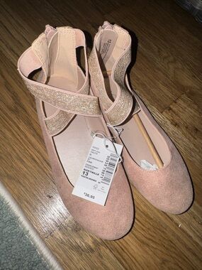 The Children's Place Rose Gold Glitter Strap Ballet Flats